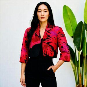 Sunny & Grace Vintage 80's Cropped Jacket Quilted Puffy 3/4 Sleeves